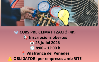 Curs de Reciclatge de Prevenció de Riscos Laborals (PRL) en Climatització – 4 hores